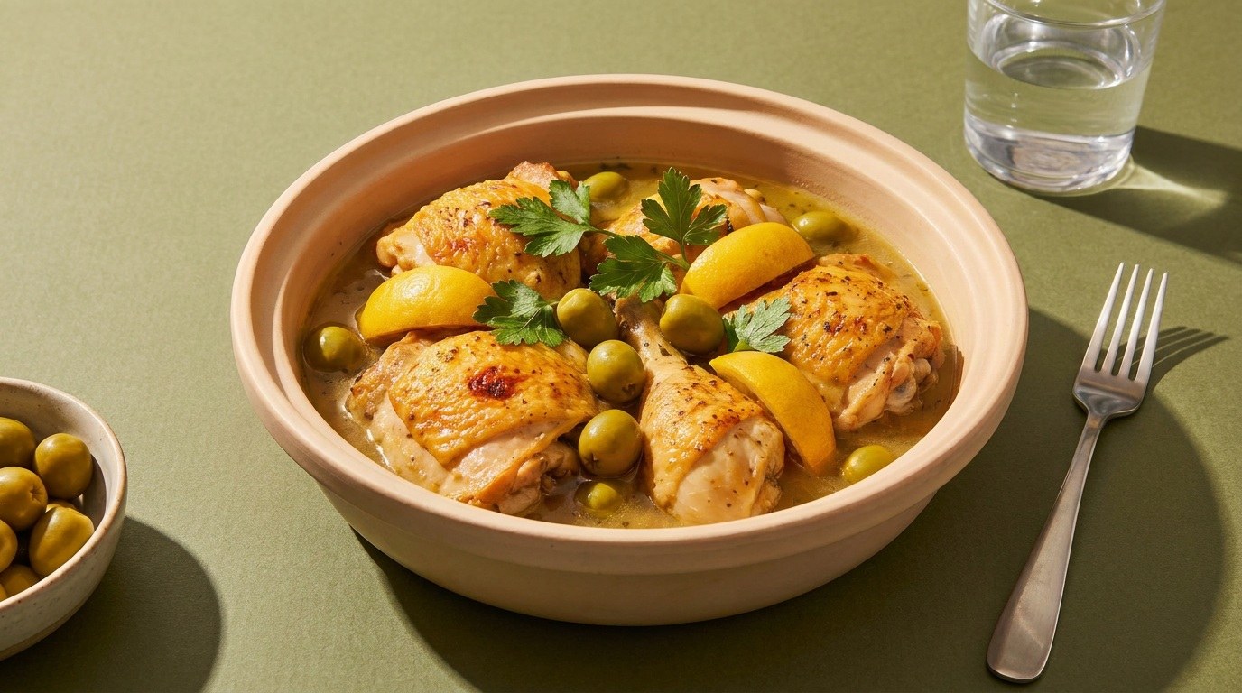 Marokkanische Haehnchen-Tajine mit Oliven & Salzzitronen