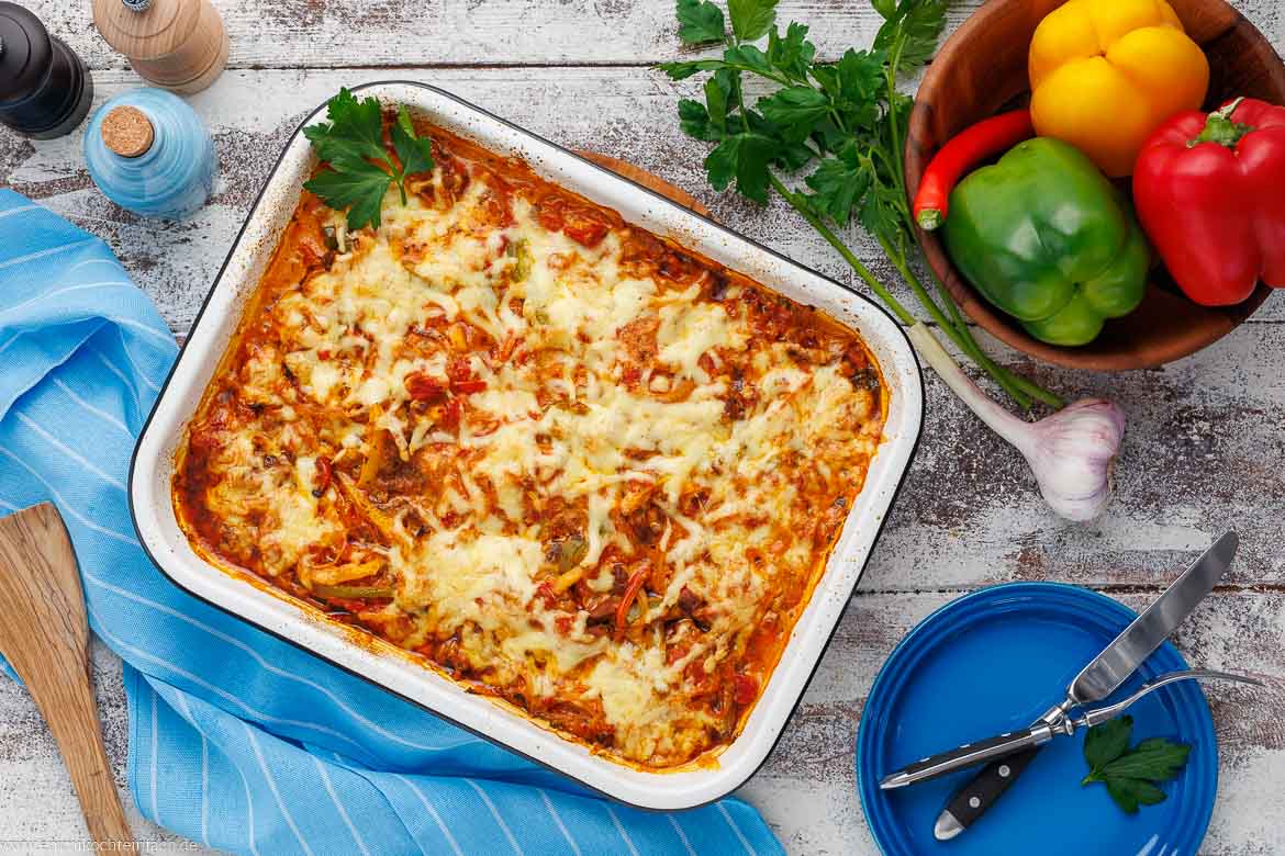 Gyrosauflauf mit Käsekruste